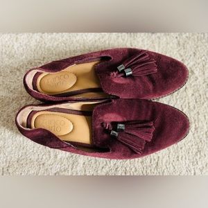 Franco Sarto Hadden Tassle Loafers Maroon Mauve Pink Women’s Size 7 Suede Shoes